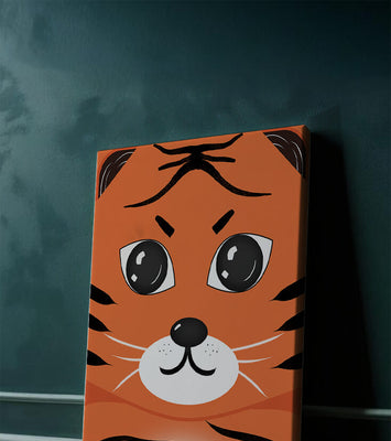 Adorable tiger face illustration with bold features