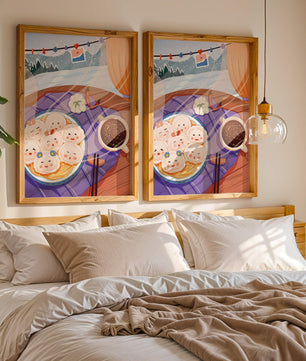Charming Dumpling Faces on a Cozy Winter Table with Mountain View - Mi tienda