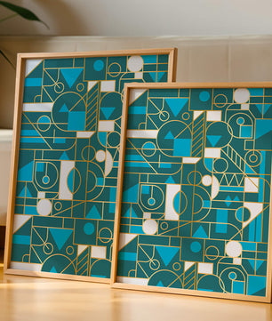 Design abstrait géométrique avec des accents dorés