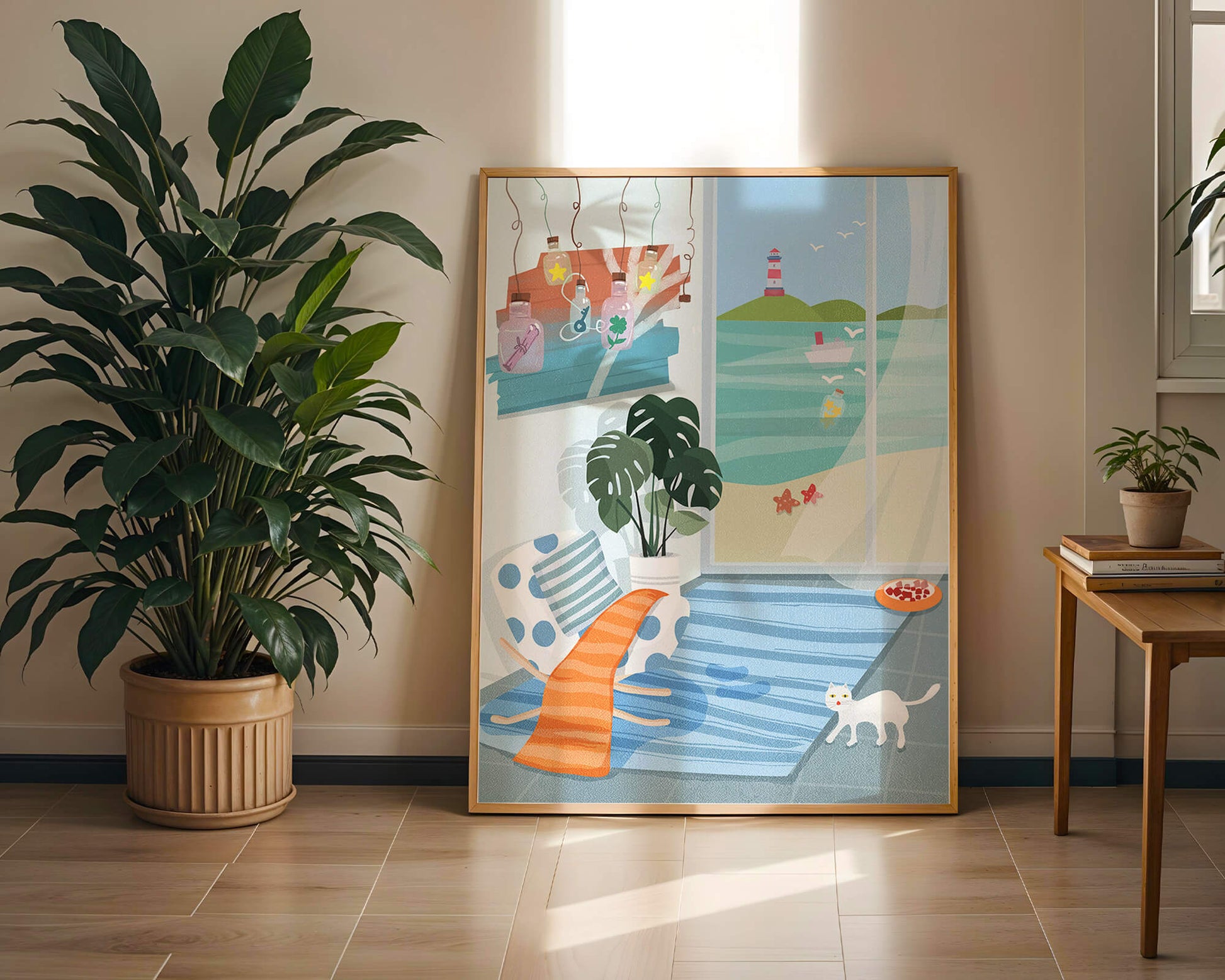 Cozy Room with Sea View and Lighthouse through the Window