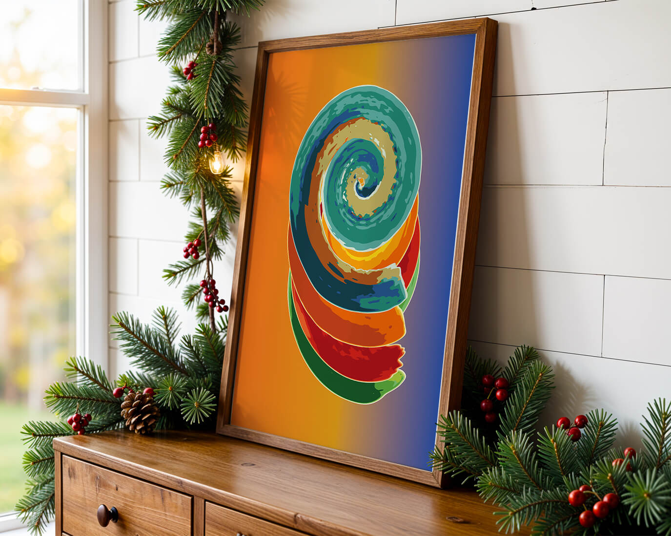 Bunte Spirale abstrakte Kunst mit lebendigem Farbverlauf Hintergrund