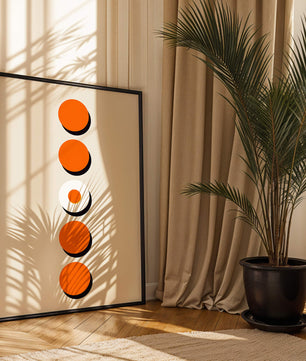 Vertical Arrangement of Orange and White Circles with Shadows on a Light Background - Mi tienda