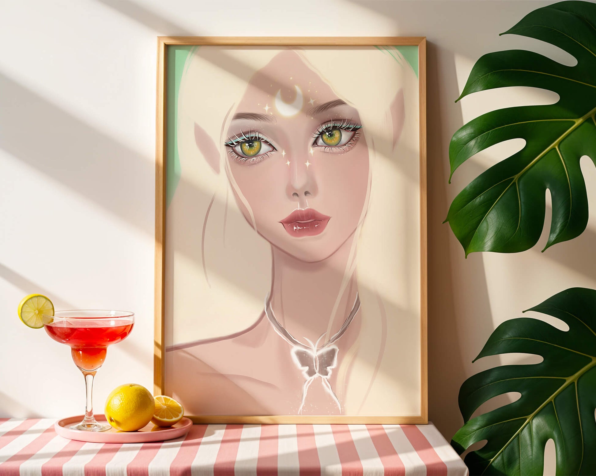 Enchanted portrait of ethereal elf girl with glowing elements