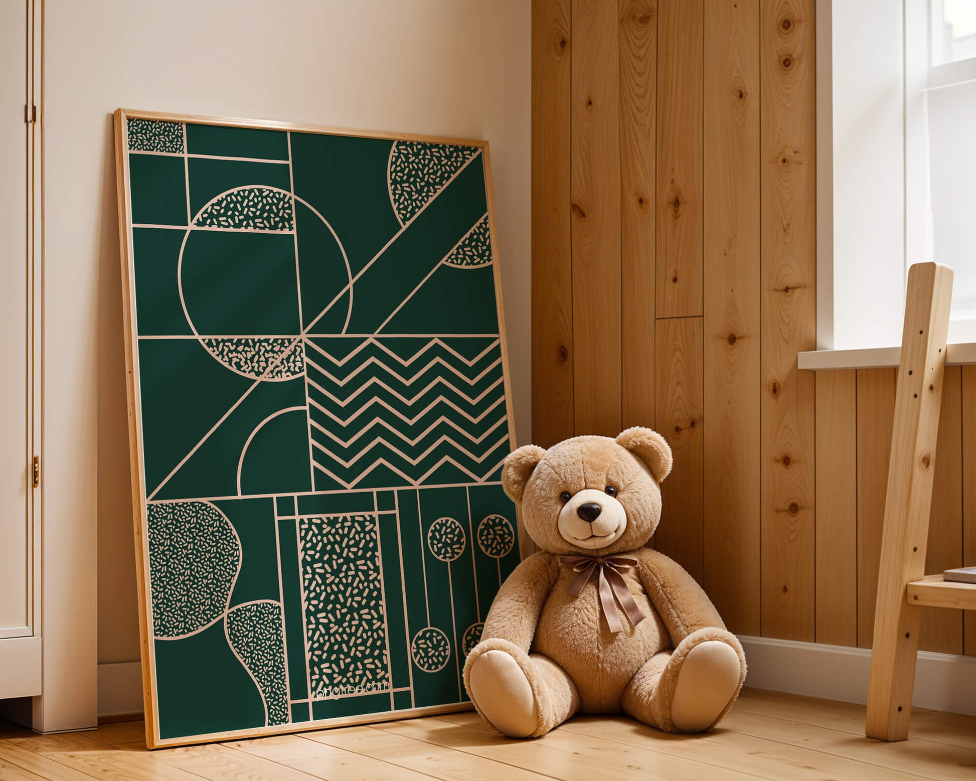 Geometric Abstract Art with Circle and Line Patterns