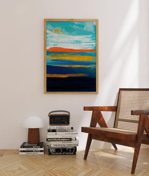Abstract Colorful Brush Strokes with Gold Accents - Mi tienda