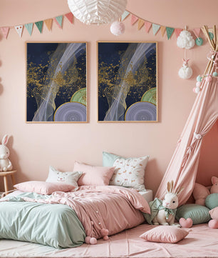 Abstract swirl with gold accents on dark background