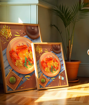 Crab Dish with Chrysanthemum Flowers and Tea Setting - Mi tienda