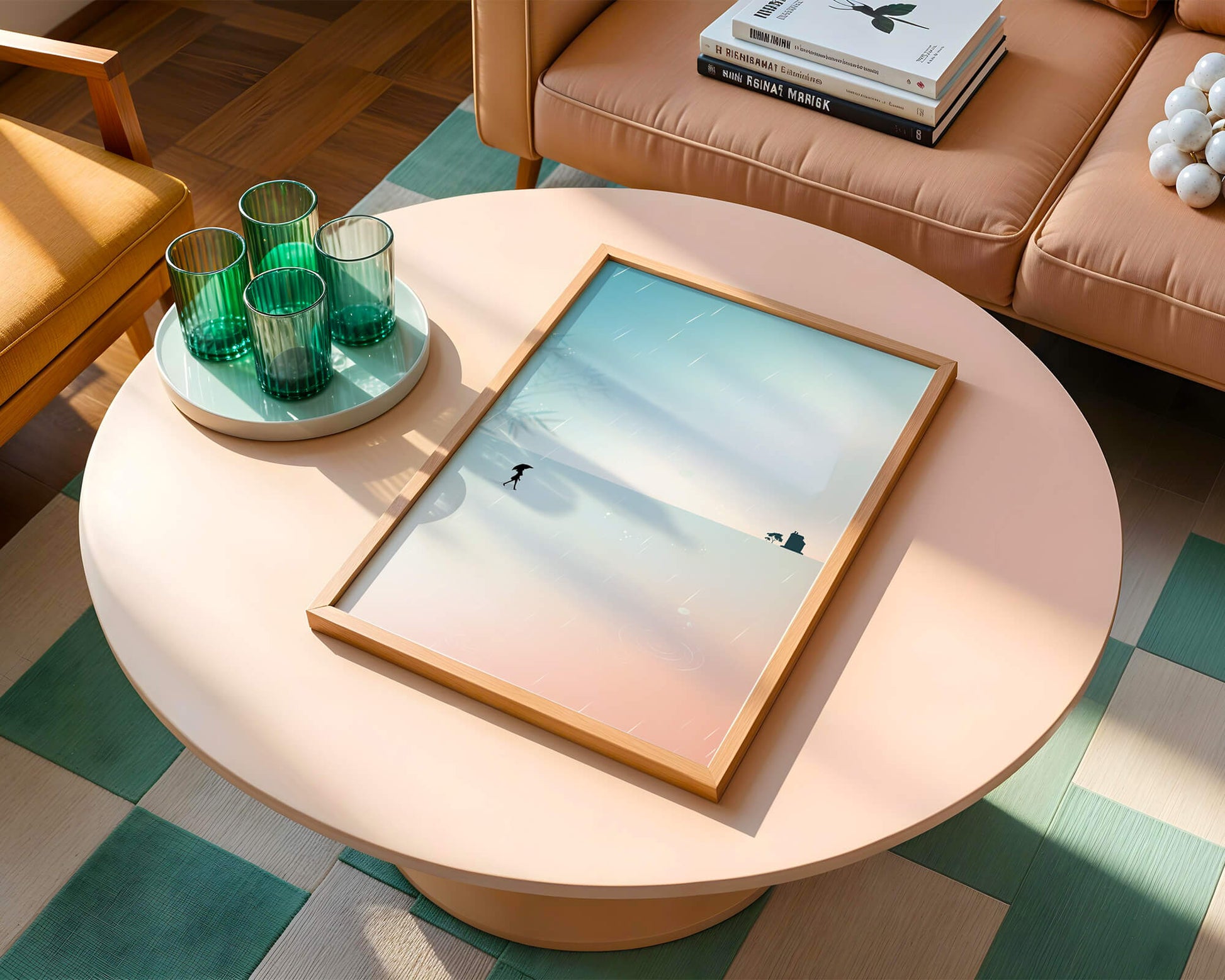 Paisaje Minimalista con Silueta en Ambiente Lluvioso