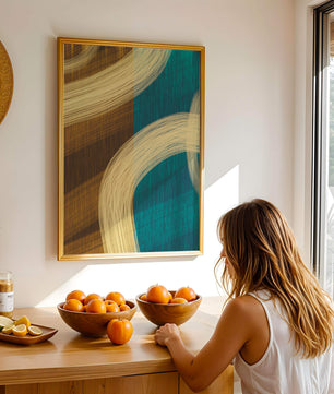 Abstract art with flowing brushstrokes and textured color contrast