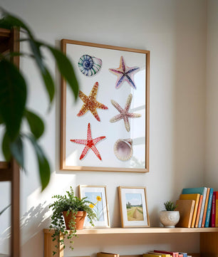 Watercolor collection of seashells and starfish illustration