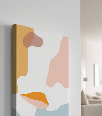 Abstract art with pastel color shapes on white background