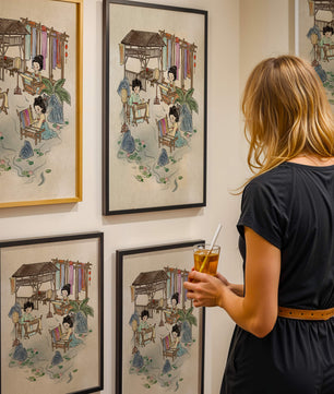 Charmante illustration des arts textiles traditionnels dans un cadre serein