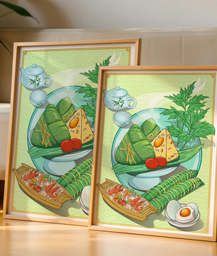 Illustration d'aliments asiatiques traditionnels avec service à thé et herbes