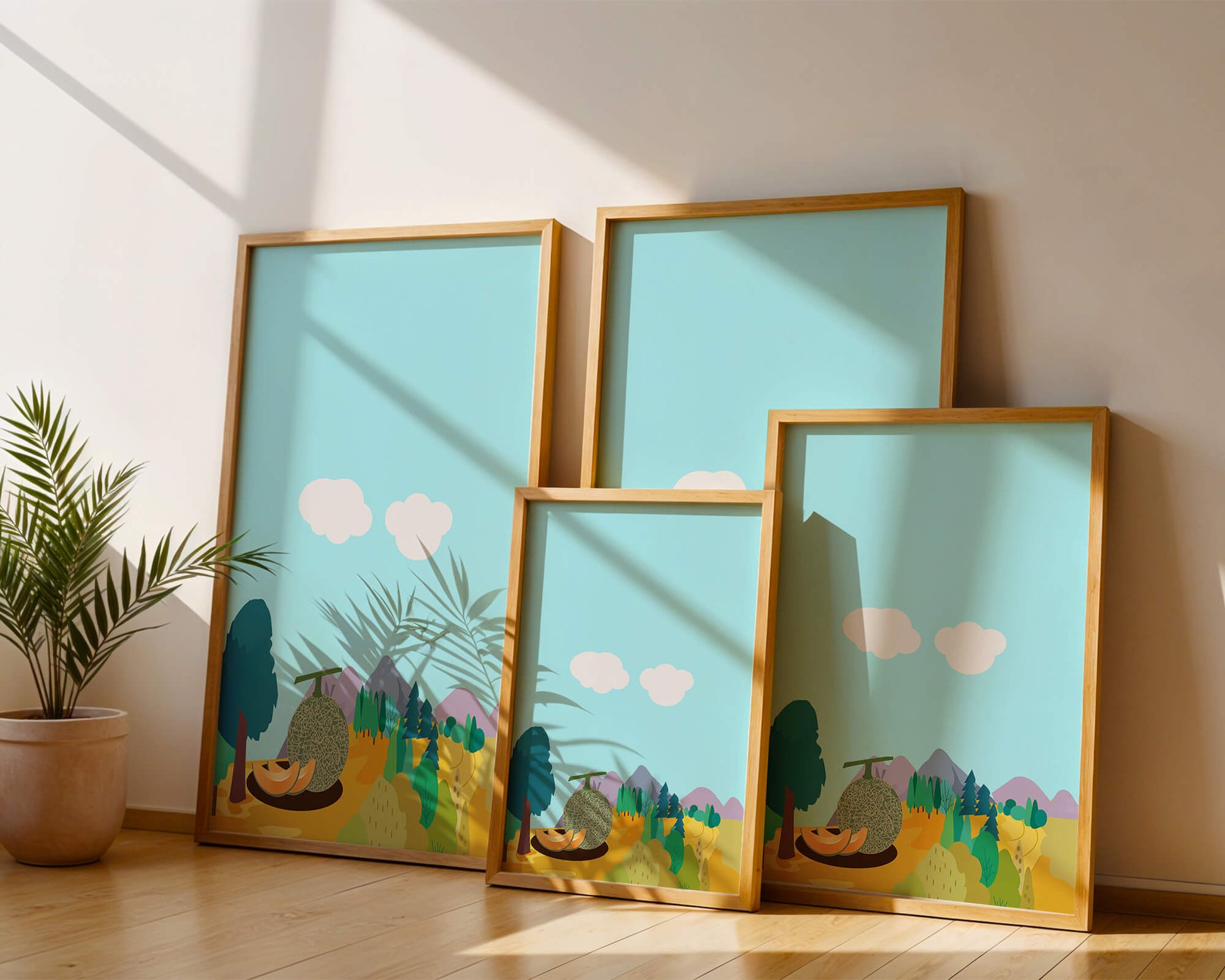 Serene landscape with melon and countryside view