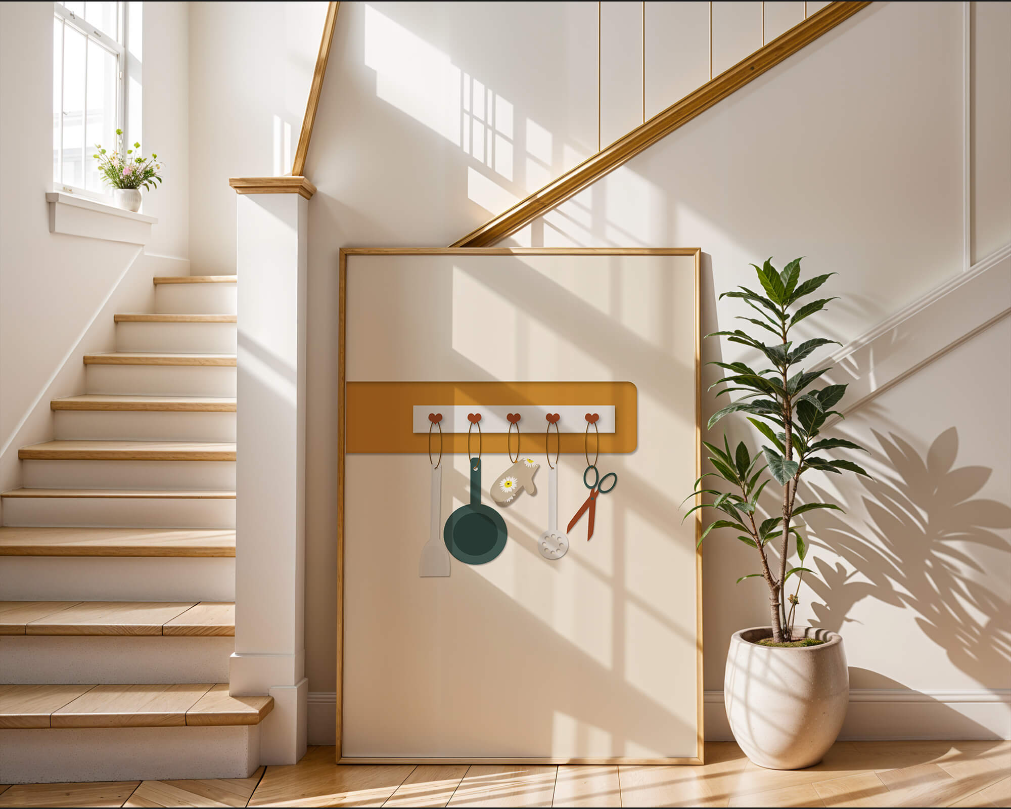 Kitchen Utensils Hanging on a Wall with Heart Hooks - Mi tienda