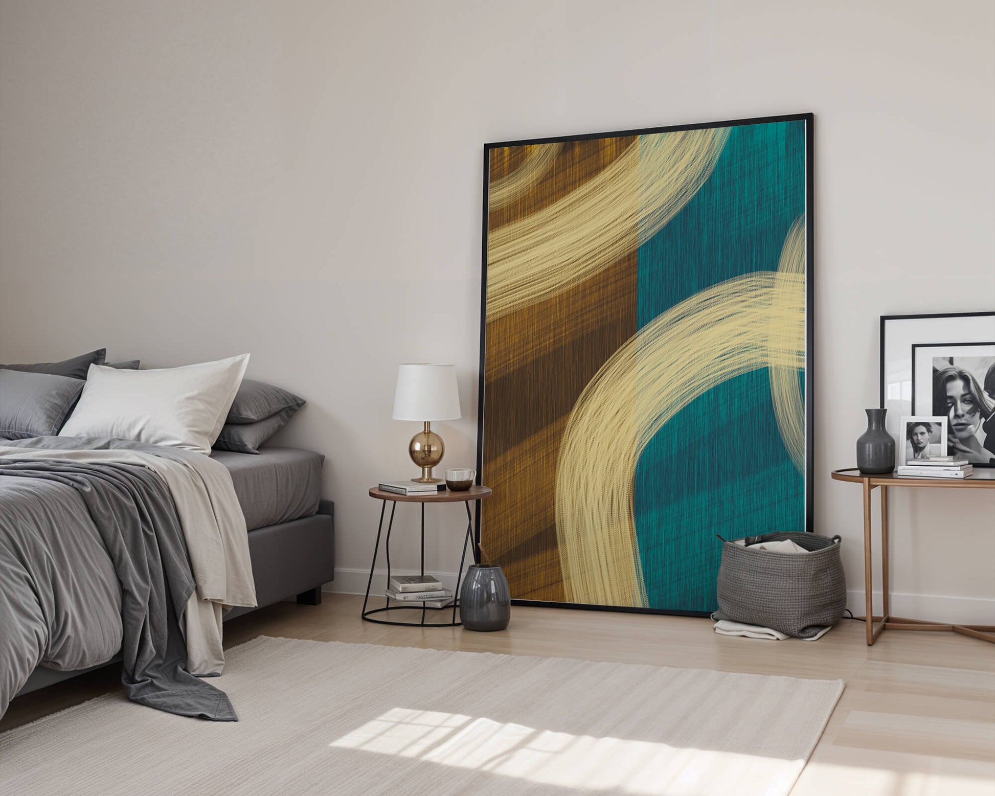 Abstract art with flowing brushstrokes and textured color contrast
