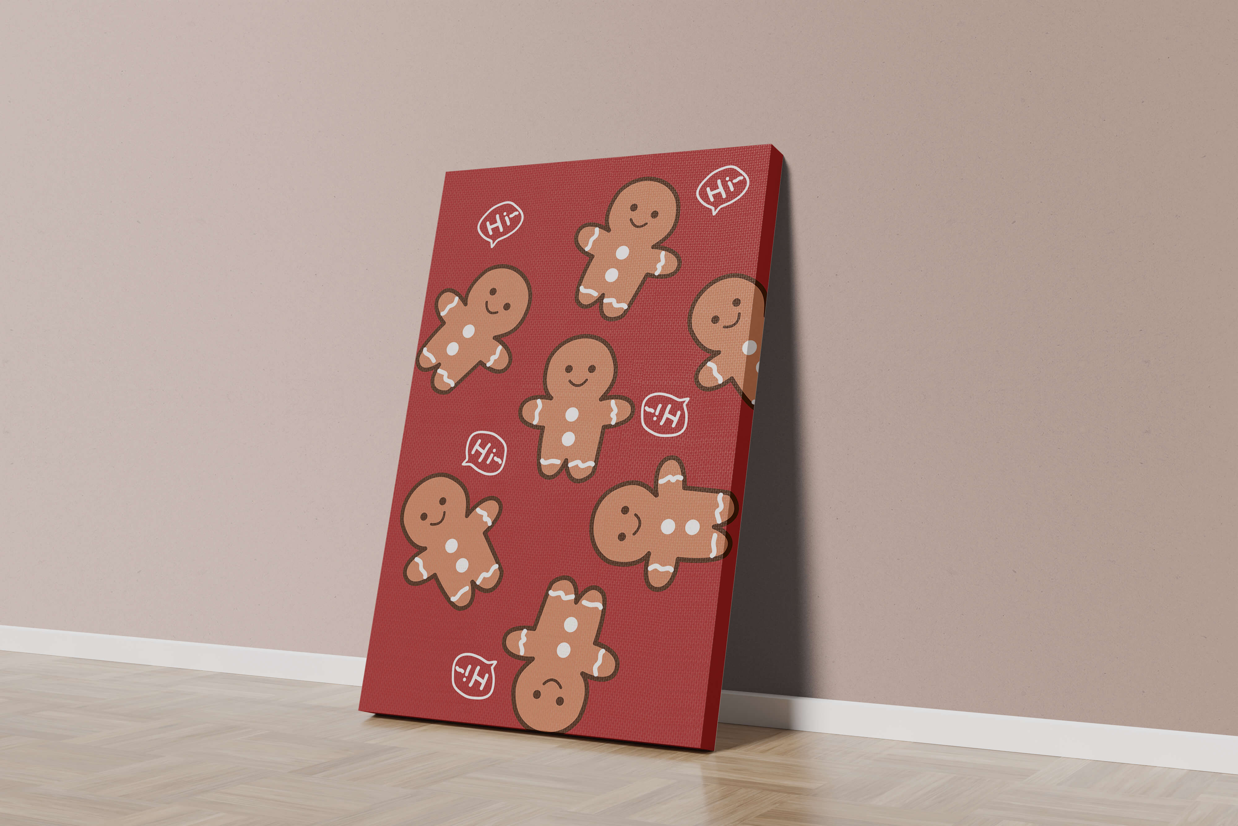 Playful gingerbread pattern with holiday greetings