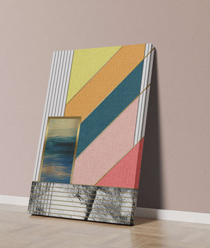 Abstract geometric art with textured colors and gold accents - Mi tienda