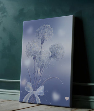 Carnations With Sparkles And Ribbon On Blue Background - Mi tienda