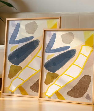 Abstract Design with Geometric Shapes in Earthy Tones and Gold Accents - Mi tienda