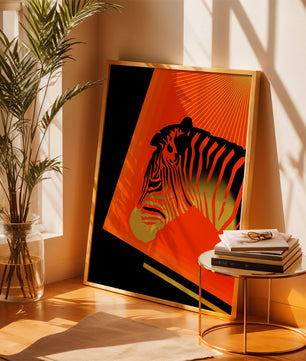 Abstract Zebra with Vibrant Colors and Golden Elements