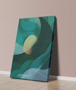 Formas fluidas abstractas verdes y azules con efecto degradado