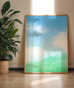 Un paisaje sereno de cielo azul y césped verde