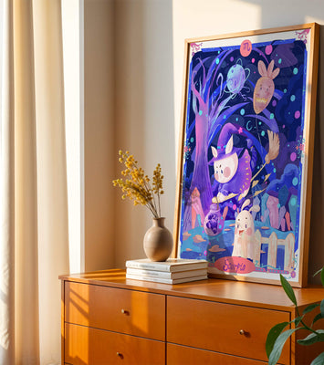 Whimsical zodiac scorpio scene with a magical theme