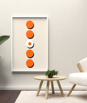 Vertical Arrangement of Orange and White Circles with Shadows on a Light Background - Mi tienda