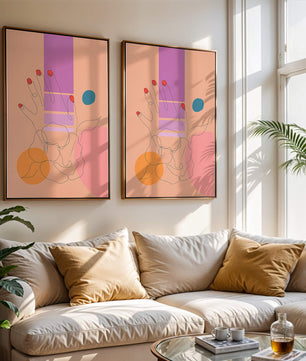 Abstract Line Art with Geometric Shapes and Hand Illustration