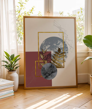 Abstract Composition with Gold Accents and Geometric Shapes - Mi tienda