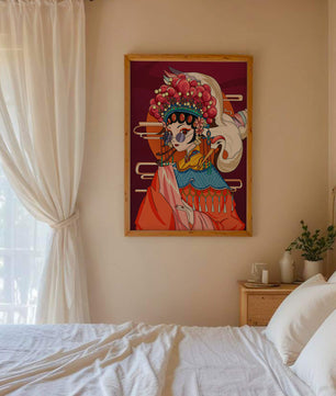Illustration élégante de personnage d'opéra chinois aux couleurs vives
