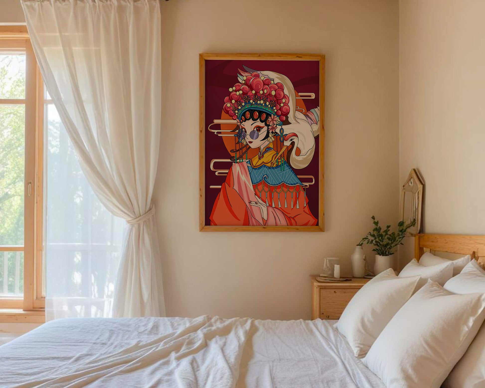 Elegant Chinese opera character illustration with vibrant colors