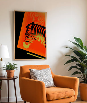Abstract Zebra with Vibrant Colors and Golden Elements