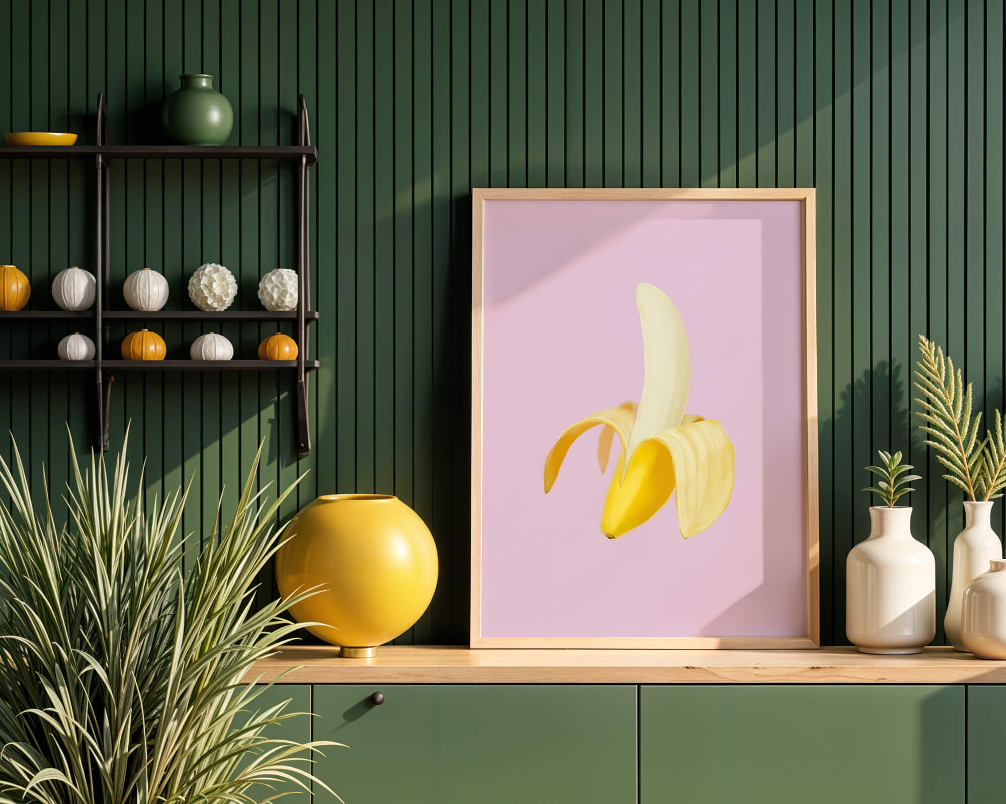 Open banana with purple background for vibrant decoration