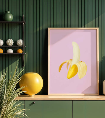 Open banana with purple background for vibrant decoration