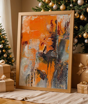 Arte abstracto texturizado en naranja y gris