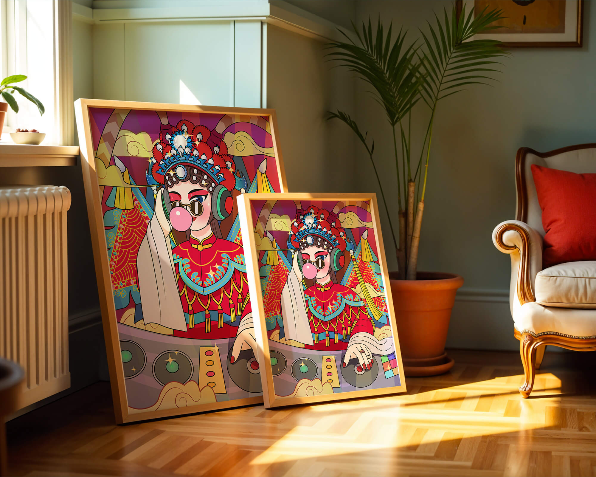Vibrant DJ illustration combining traditional and modern elements