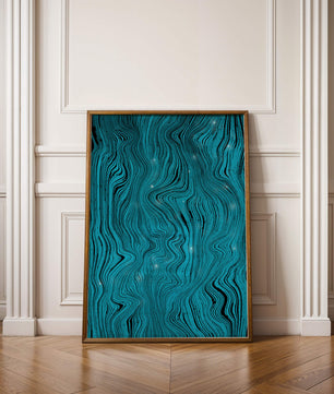 Abstract Wavy Blue Pattern with Black Lines - Mi tienda