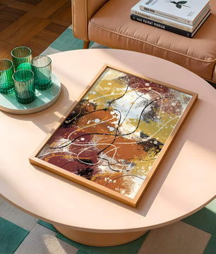 Pieza de arte abstracto colorida con trazos y salpicaduras audaces