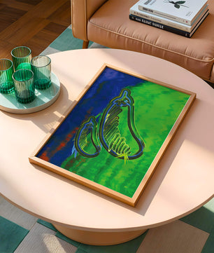 Abstract colorful artwork with vibrant shapes and lines