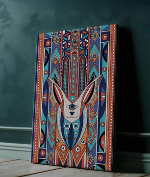 Diseño geométrico abstracto con motivo animal y patrones vibrantes