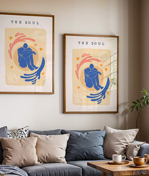 Contemplative Abstract Human Figure with Vibrant Colors and Bold Lines - Mi tienda