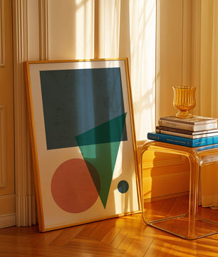 Abstract Geometric Composition with Overlapping Shapes on Textured Background - Mi tienda