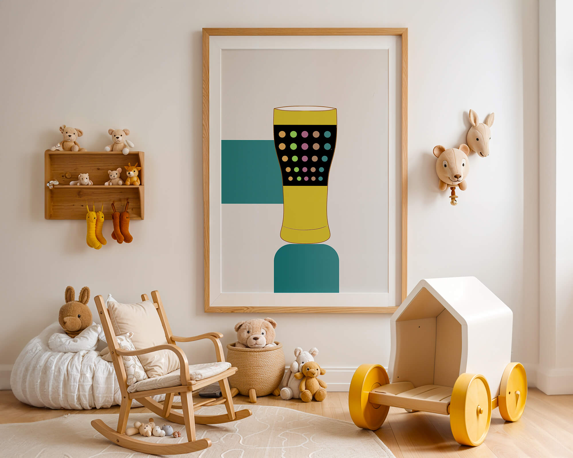 Colorful abstract illustration of a pint glass with dotted pattern