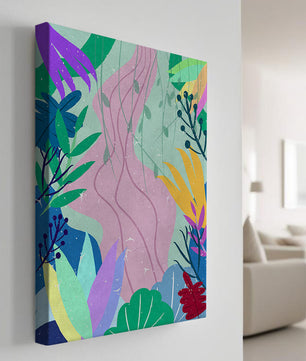 Abstract Botanic Composition with Vibrant Leaves and Shapes
