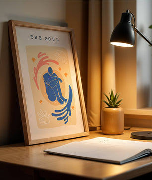 Contemplative Abstract Human Figure with Vibrant Colors and Bold Lines - Mi tienda
