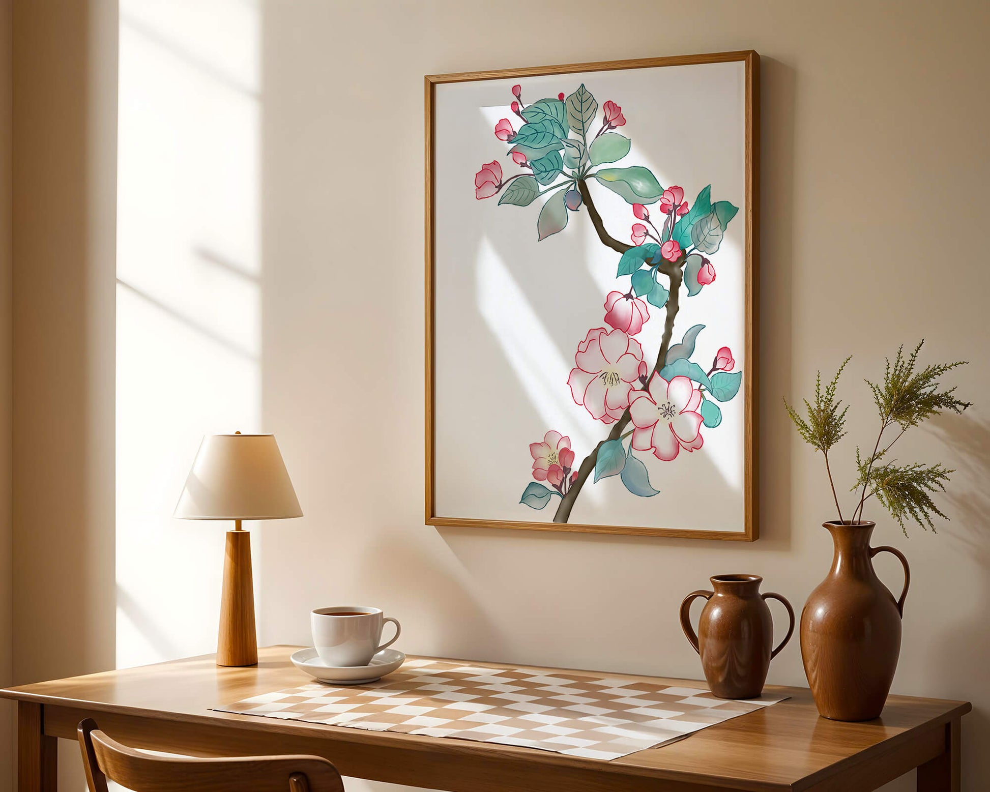 Elegant floral watercolor illustration with cherry blossom