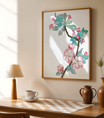 Elegant floral watercolor illustration with cherry blossom
