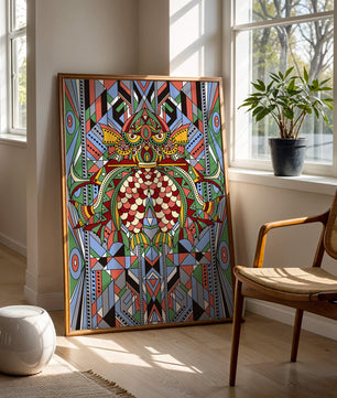 Colorful Geometric Pattern with Symmetrical Design and Abstract Motif